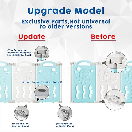 Miniatura 2 de Albott Corralito para bebés, valla plegable mejorada de 22 paneles con panel de juego y puerta de seguridad, forma ajustable, patios portátiles para