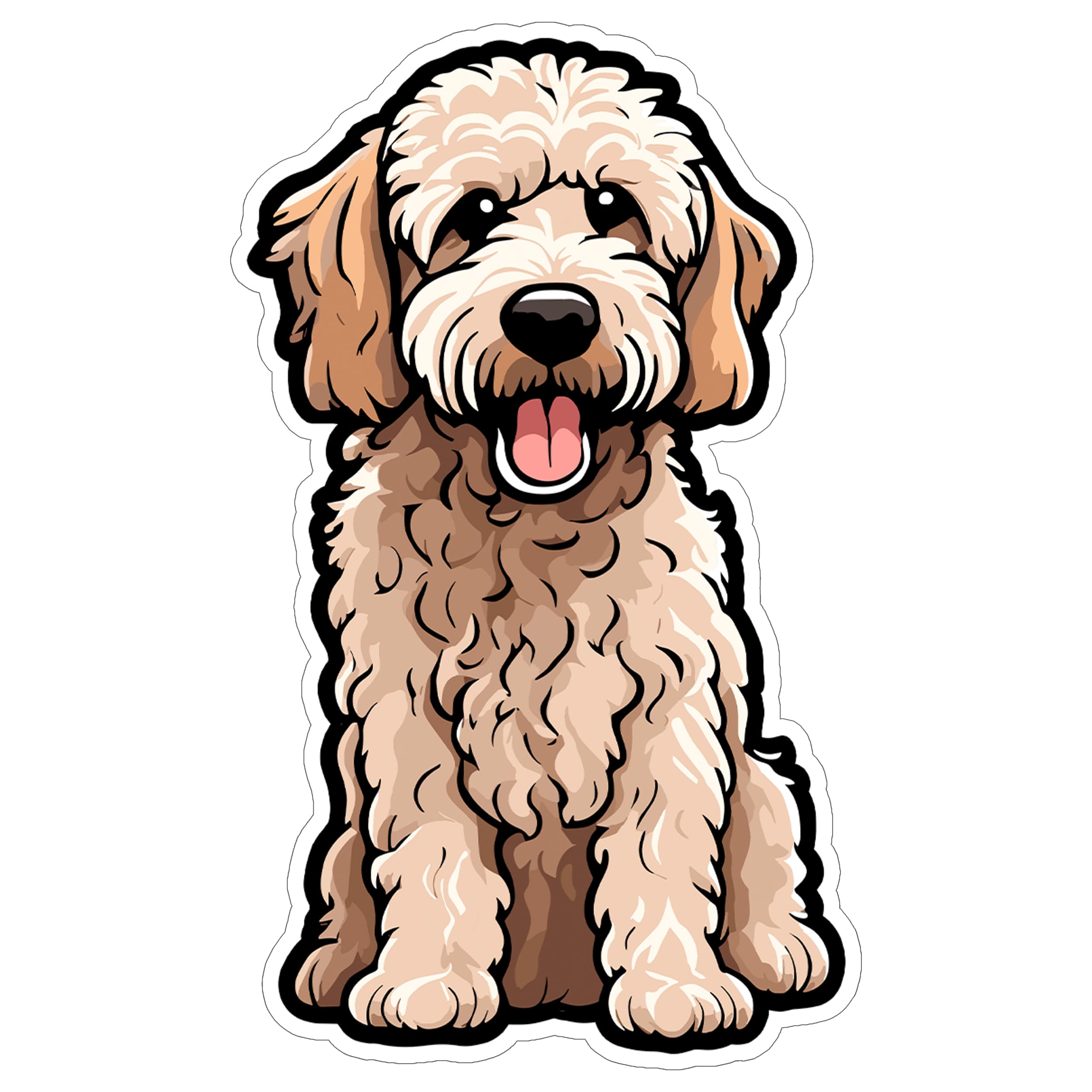 Labradoodle Sticker 4 Inch Labradoodle Lover Lab Poodle Mix Fluffy Dog - Waterproof Animal Vinyl Decal for Laptop Water Bottle Car Tumbler - Durable