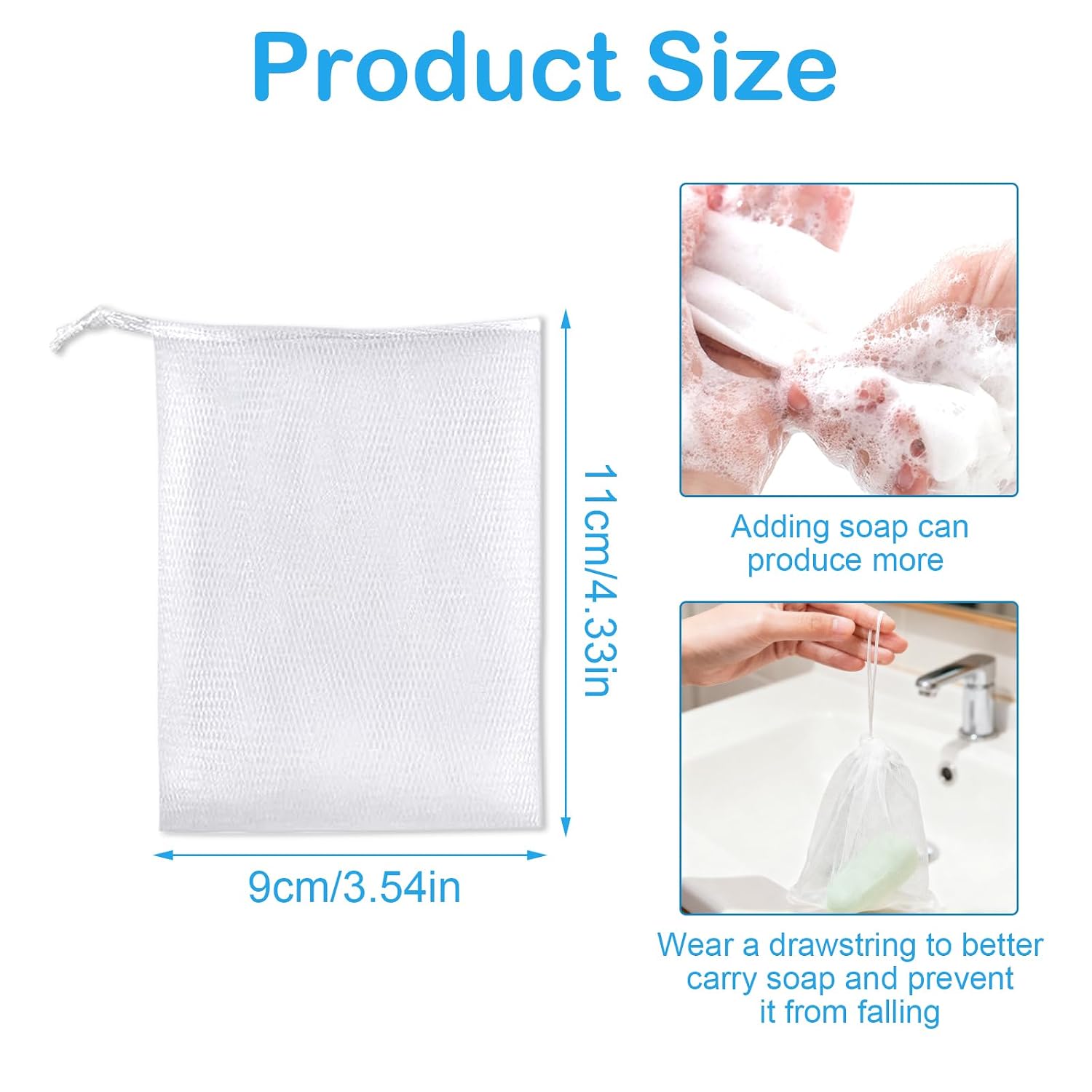 40pcs Mesh Soap Bags for Soap Bars, Exfoliating Bubble Mesh Net Bars with Drawstring for Shower Face Cleansing image 2