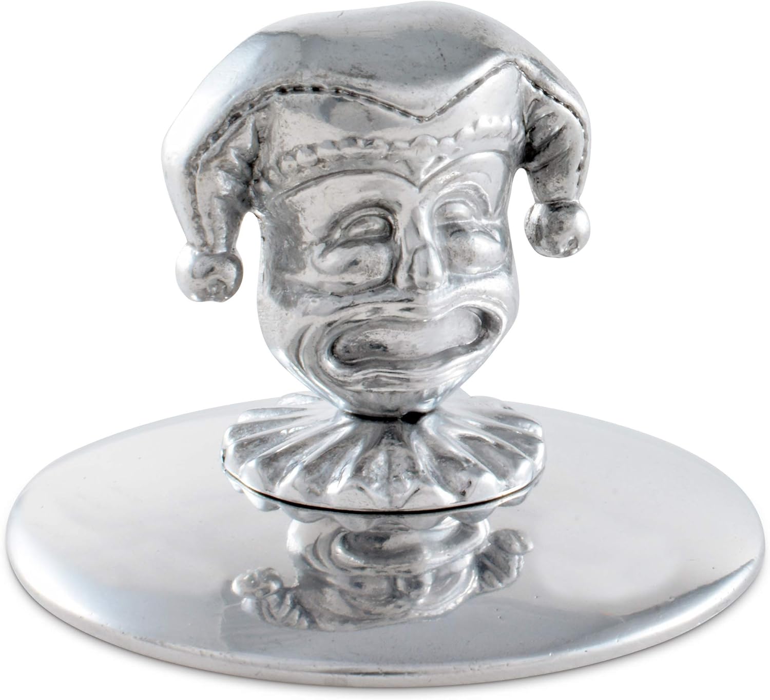 Arthur Court Mask Napkin Weight or Office Paperweight for Outdoor Napkin Paper Towel Holder Metal One Size Silver Base 3.75 inch Diameter