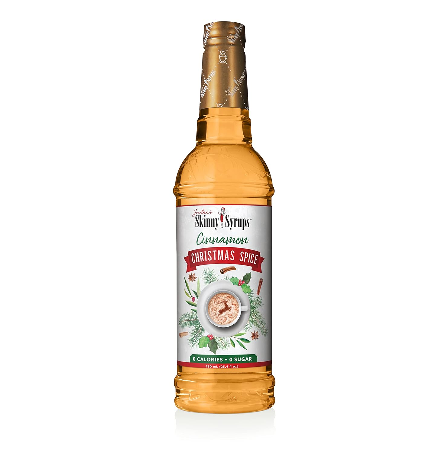 Jordan's Skinny Syrups, Cinnamon Christmas Spice Coffee Syrup, Sugar Free, 25.4 Ounces (Pack of 1), Zero Calorie Drink Flavoring & Mixes