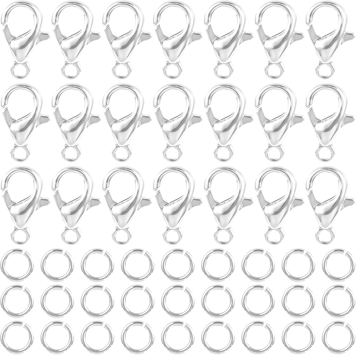 130pcs Lobster Claw Clasps Jump Rings, 18K Gold Plated