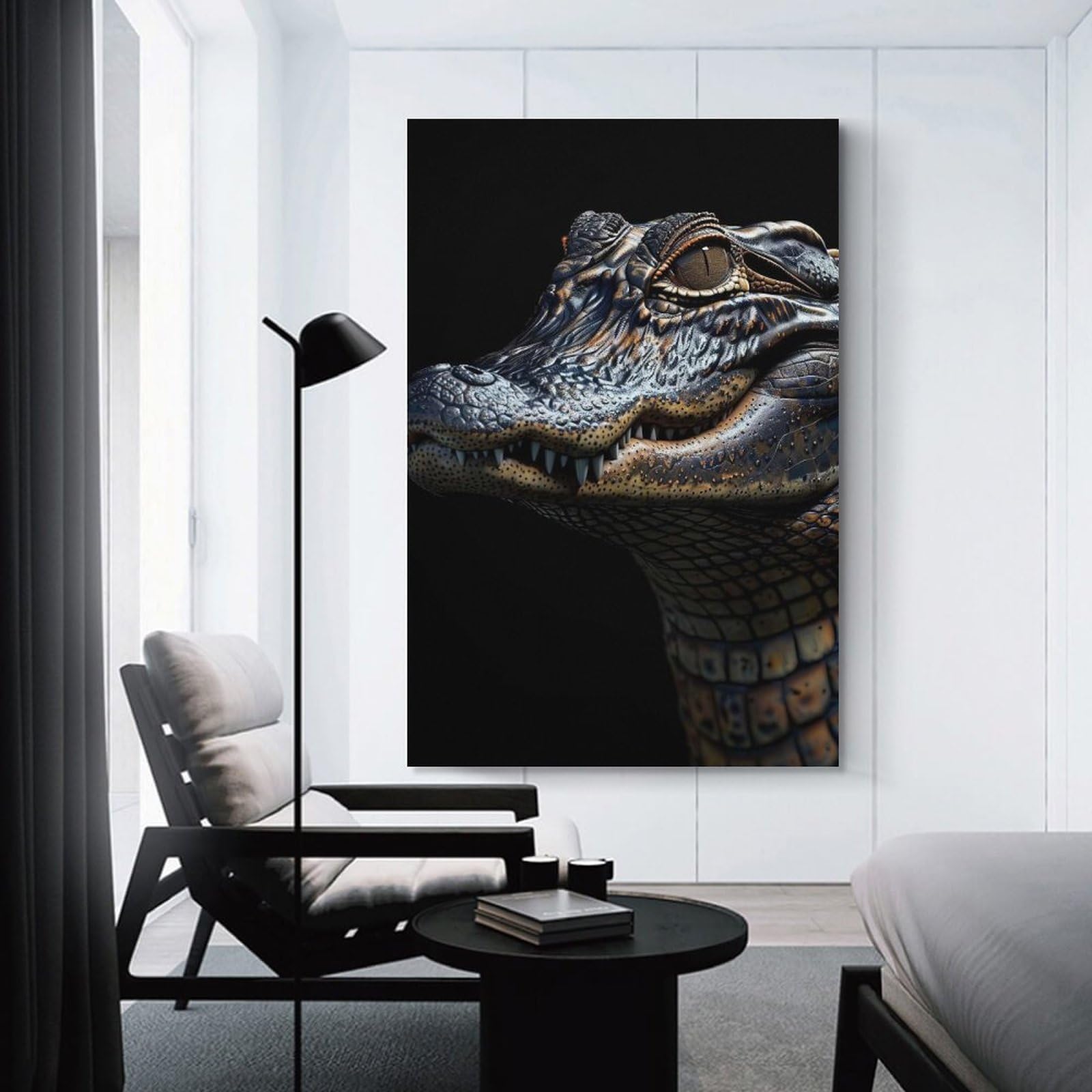 Junmoney Alligator Canvas Wall Decor 24x36inch(60x90cm), for Calm Bedrooms, Home Corners Or Flats, An Easy Wall Refresh for Bedrooms