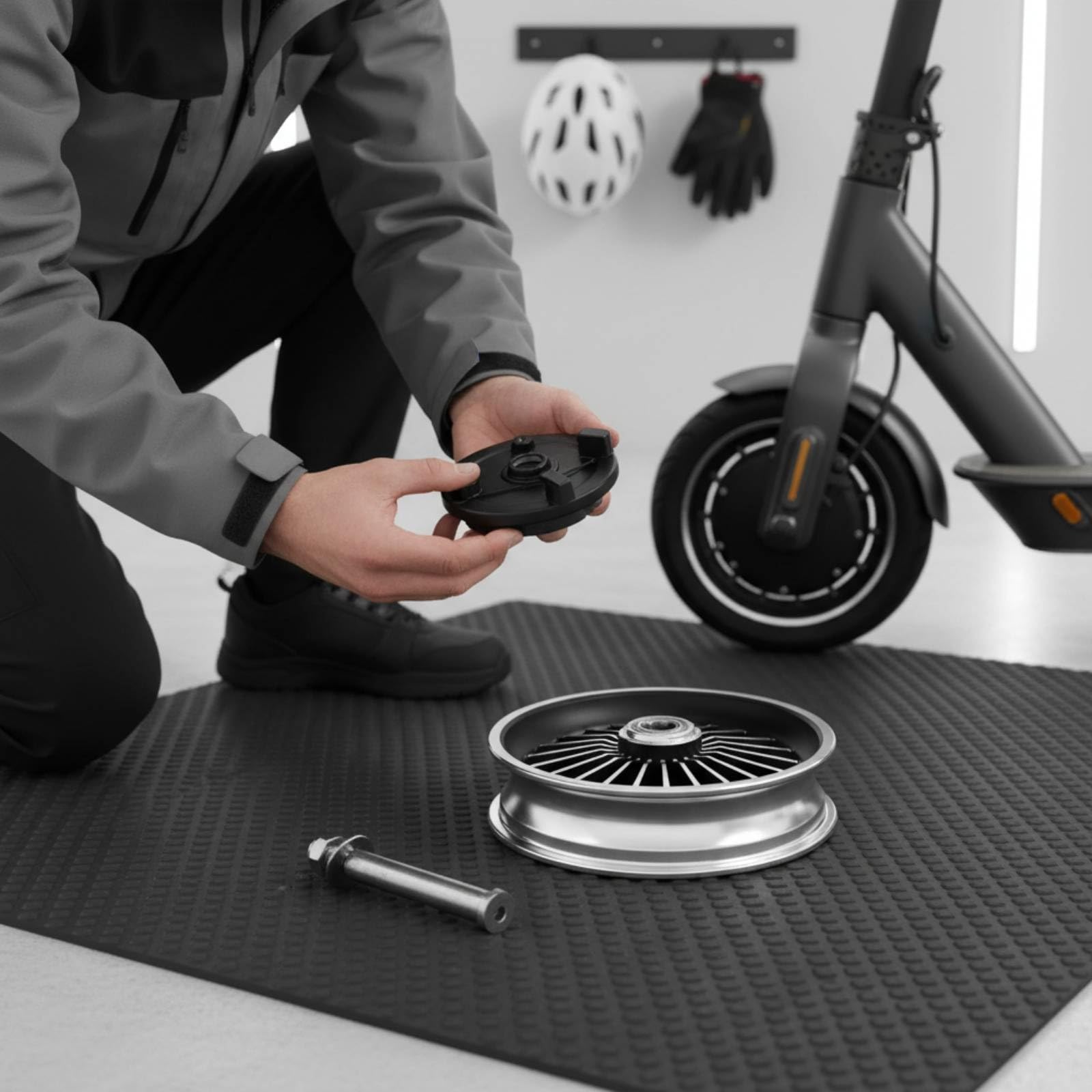 Scooter Wheel Hub Mozzo Ruota Anteriore Assemblato Ruota Anteriore Asse Tamburo Freno Integrati Materiale Lega di Alluminio E Acciaio Sostituzione