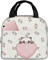 Vista 9 de Bolsa de almuerzo con diseño de oso panda y bambú para mujeres y hombres, con bonito estampado de panda, contenedor aislado con bolsillo frontal