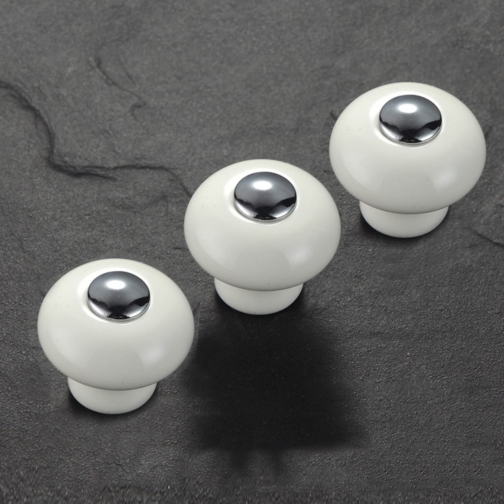 Jiajutui001 White Ceramic Handles Pulls,Ceramic Cabinet Handles Drawer Pulls,Vintage Cupboard Handles Door Bow Pull Handle For Kitchen Cabinet Drawer Closet Furniture 3 Pack (Single Hole)