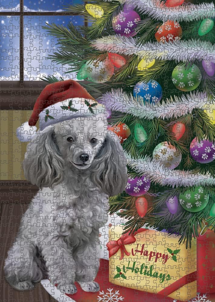 Christmas Tree with Presents Poodle Dog Jigsaw Puzzle for Adults - Animal Printed Interlocking Puzzle Game Artwork - Gift for Dog Lover's -1000 Pcs 29.5"x19.7", PZLE58030