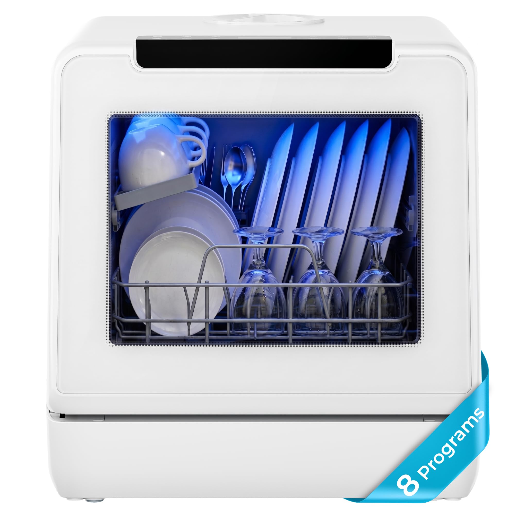 EUHOMY 8-Program Countertop Dishwasher