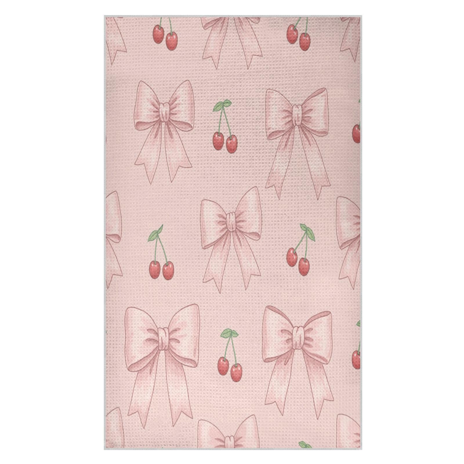 BURSTDDY Bows Cherries Kitchen Towels,Absorbent Dish Towels 2 Pack