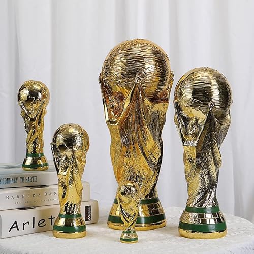 LNGODEHO Troféu réplica da Copa do Mundo de 2022 em vitrine, escultura de resina, tenha o maior prêm
