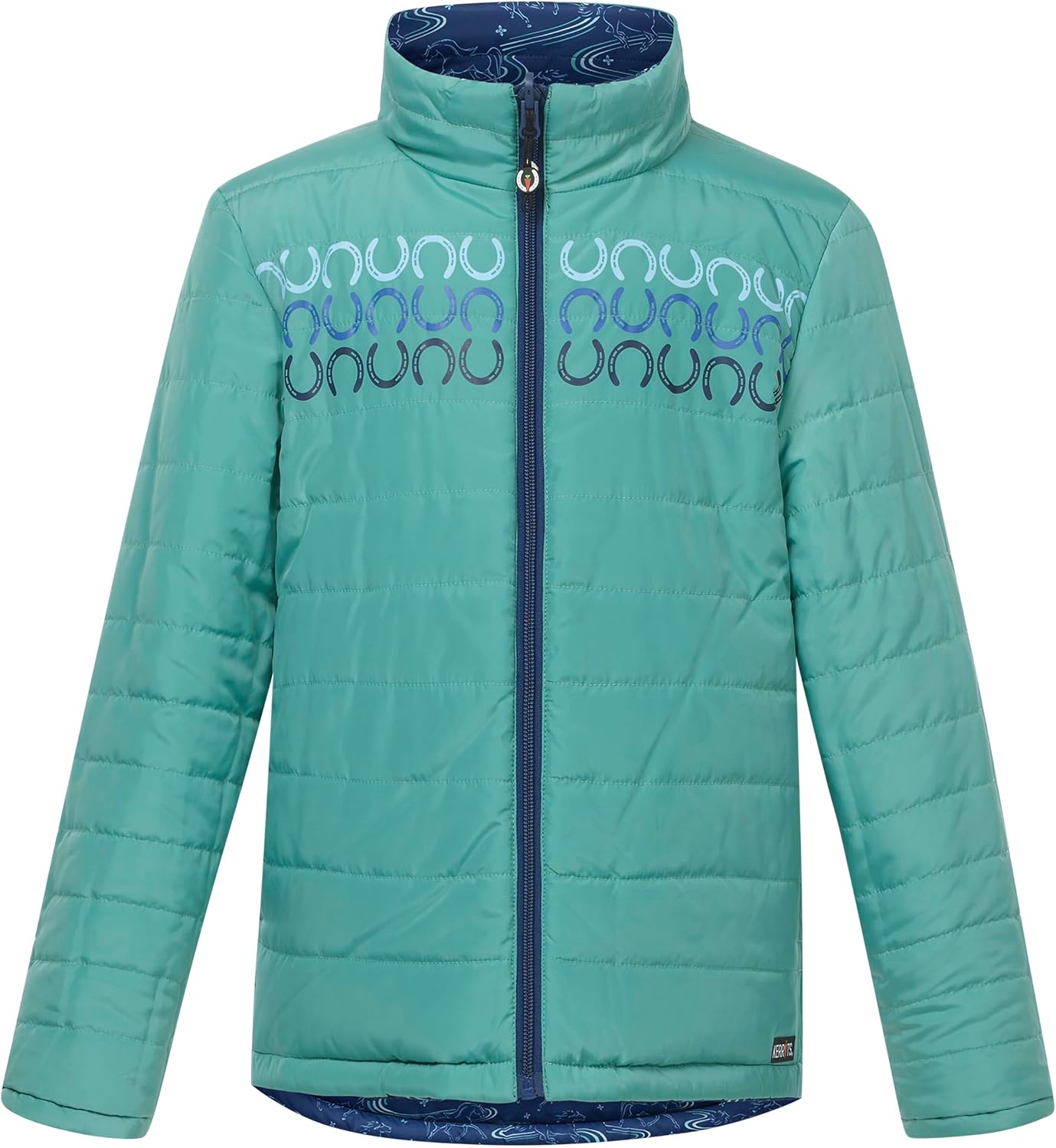 Kerrits Kids Ride The Wind Reversible Quilted Equestrian Jacket – Warm Kids Horse Riding Coat for Winter, Fun Horse Print