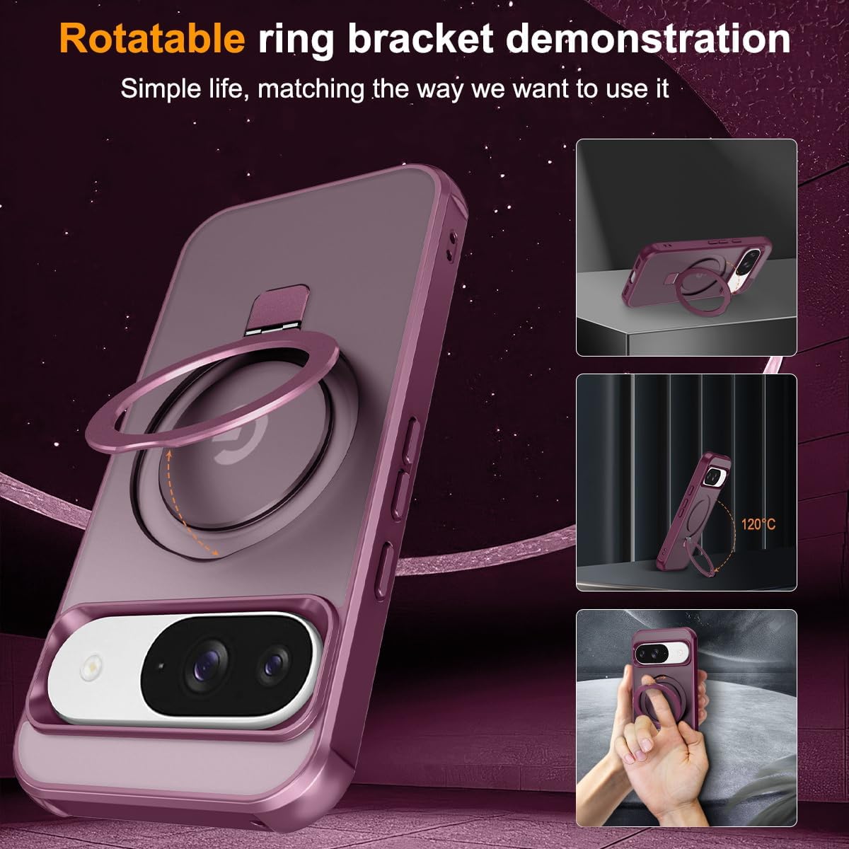 for Google Pixel 10/Pixel 10 Pro Case, [Magnetic Invisible Stand] [Compatible with MagSafe] [Military Grade Drop Protection] Slim Frosted Translucent Back Shockproof Protective Cover, Wine Red