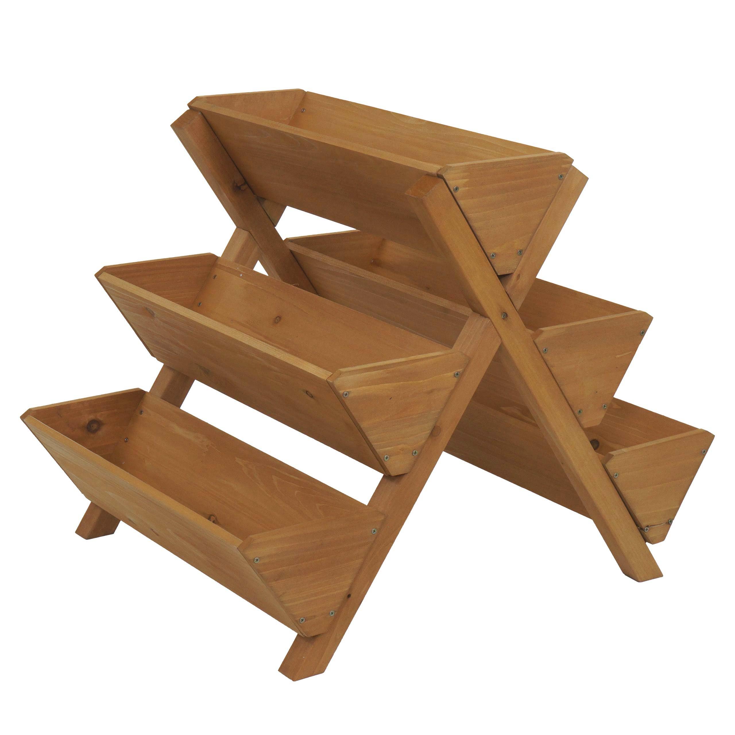 PROREGAL Pflanztreppe |HxBxT 56x56x70cm | 5 Kästen Outdoor Holz FSC® | Natur | Blumenregal Kräutertreppe Pflanzkübel Hochbeet