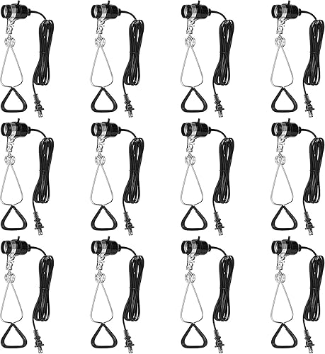 Miniatura 9 de Simple Deluxe HIWKLTCLAMPSOCKETX2 - Paquete de 2 lámparas de criador de calibre 182 y abrazadera de calor con enchufe de baquelita cable de 150 W, 6