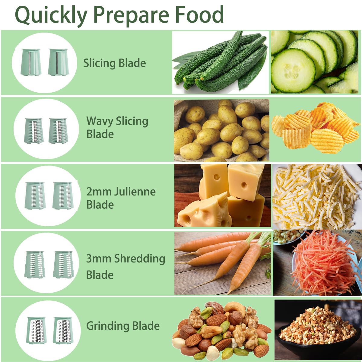 Rotary Cheese Grater, 5 in 1 Cheese Grater with Handle, Replaceable Stainless Blades Cheese Shredder, Cheese Vegetable Slicer, Easy to Clean Kitchen Gadgets with Storage Box