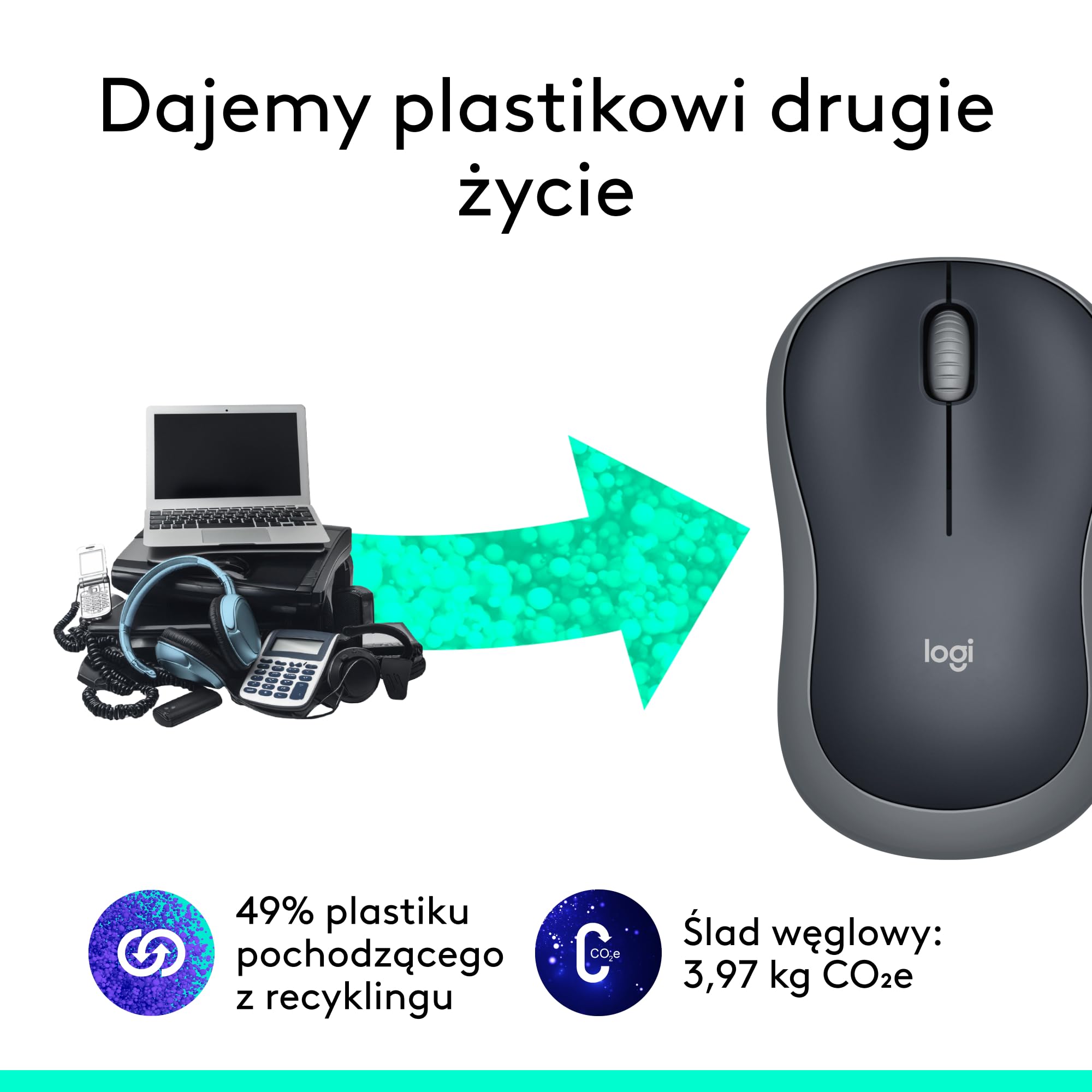 Logitech M185 Mysz bezprzewodowa, 2,4 GHz, odbiornik USB | 12-miesięczna bateria, śledzenie optyczne 1000 DPI, oburęczna, kompatybilna z PC, Mac, laptopem - Szary