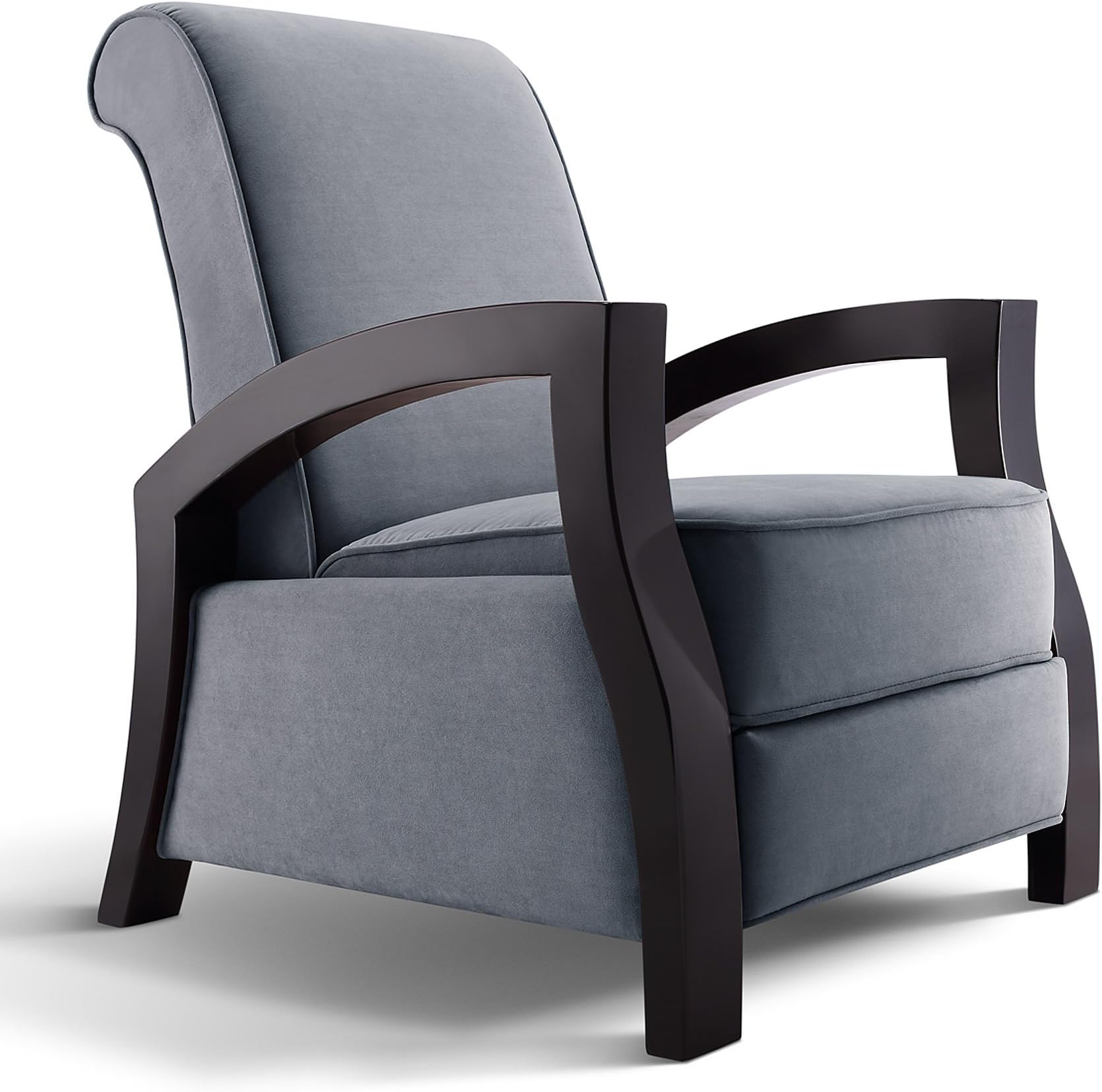 Artiva USA "Kuta Solid Wood Java Black Premium Grey Microvelvet Recliner, Grey