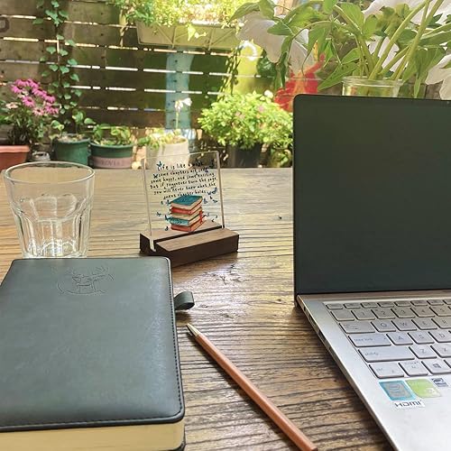 Miniatura 4 de Letrero inspirador para decoración de escritorio de oficina en casa, regalo inspirador para amantes de los libros, mariposa, acrílico, con soporte