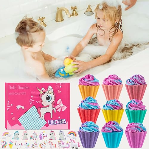 Miniatura 6 de Bombas de baño para niños con unicornio sorpresa en el interior, juego de regalo de 20 bombas de baño para niños, bomba de baño de burbujas hecha a