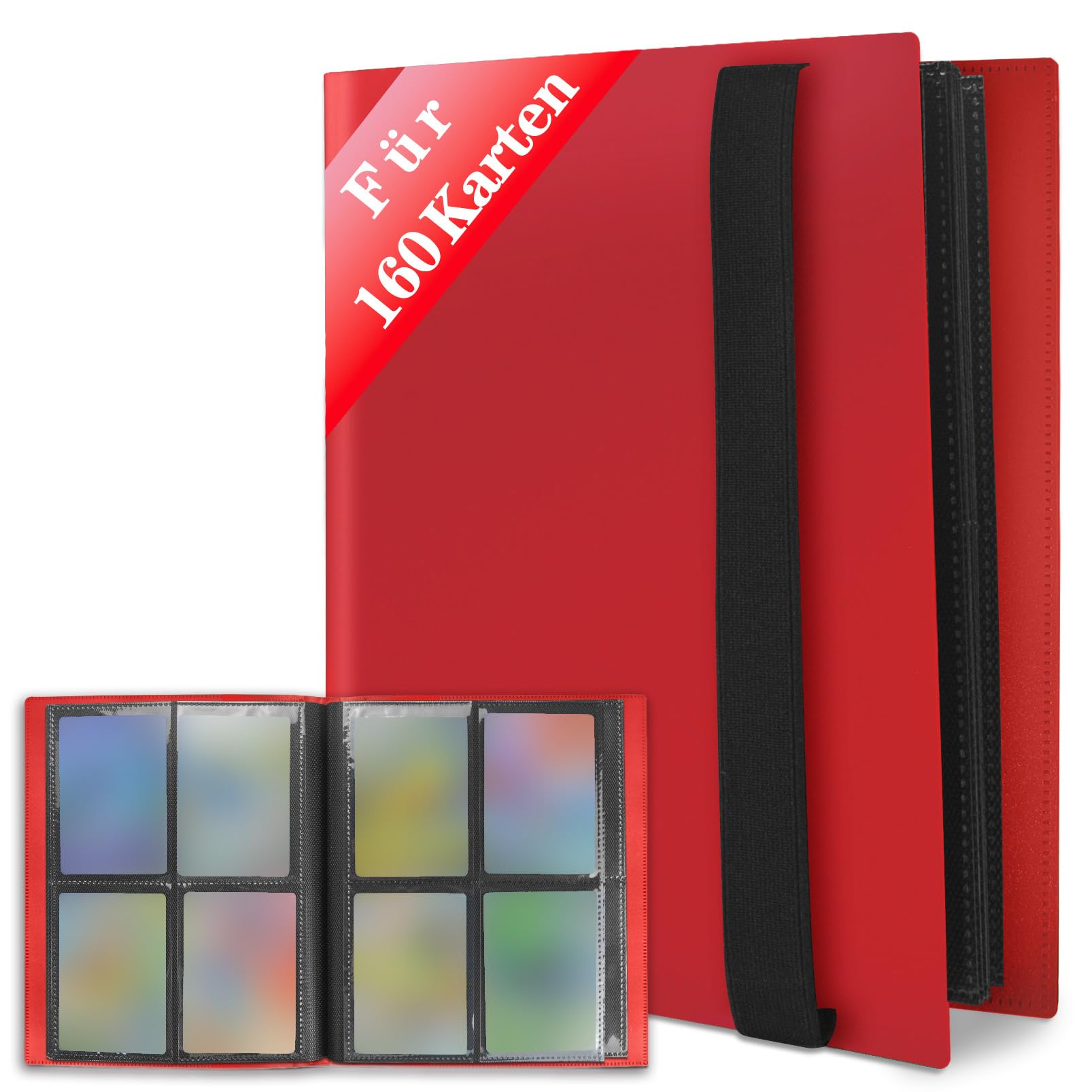 Karty Kolekcjonerskie Album - Z160 Kieszenie 20 Pages Pro 4 kieszenie z wodoodporną niebieską okładką książki Idealne do zbierania kart dla MTG Magic, do Match Atta (czerwony)