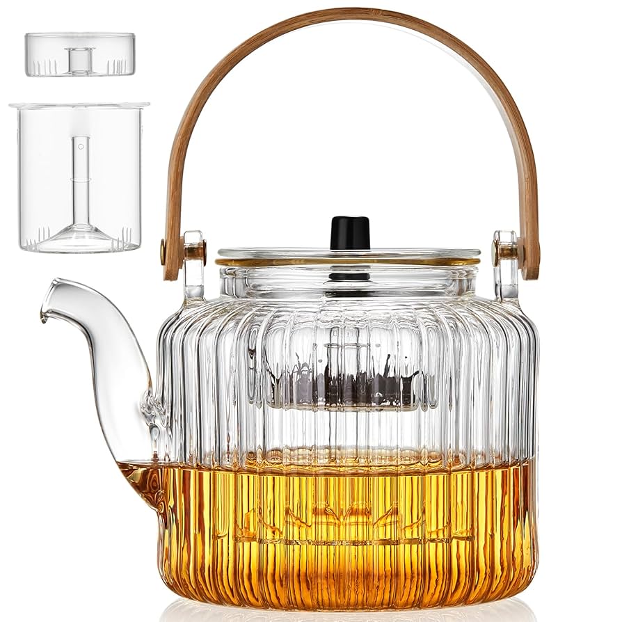 Amazon.com | Glass Teapot with 2 Infusers 1100ml/37.2 fl oz