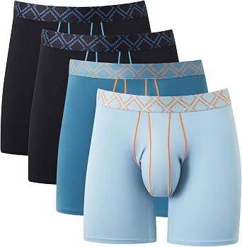 Mens Bulge Enhancing Pouch Boxer Briefs 4 Pack, Breathable Sports Underwear for Men, Moisture-Wicking and Cool