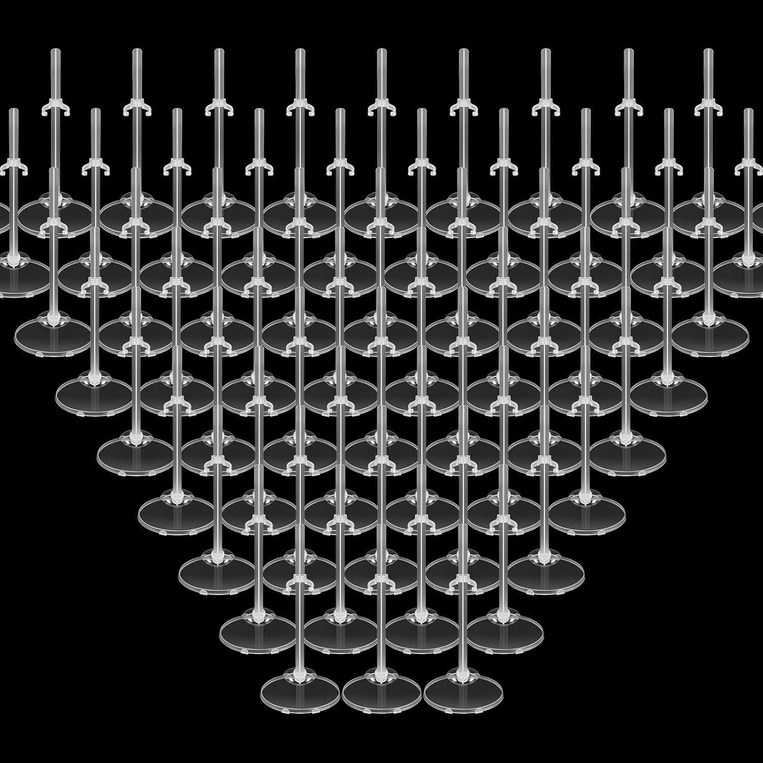 Menkxi 100 Pcs Acrylic Doll Stand Display Holder Clear Ideal Transparent Support for Dolls Action Figure Stand with Adjustable Waist Clip for 9, 10, 11 Inch Tall