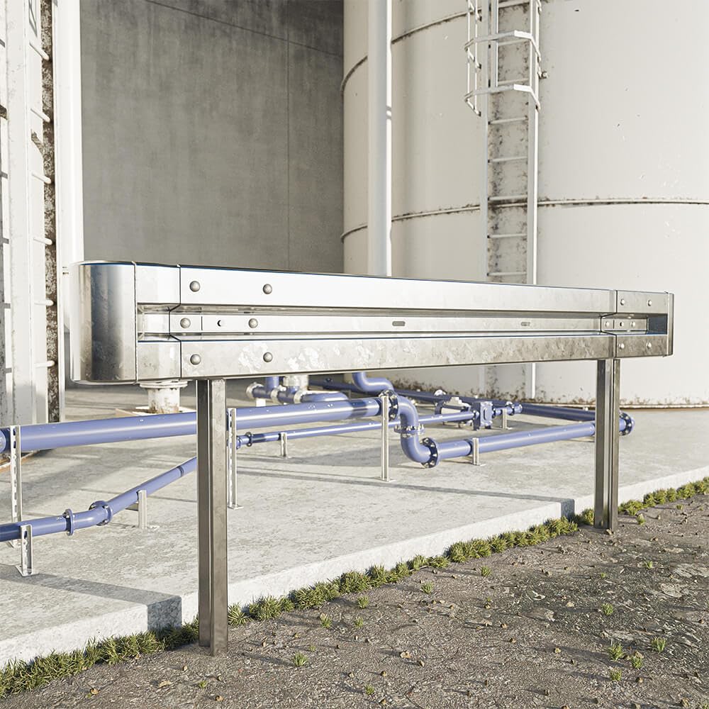 Schutzplanken Komplett-Set 2,80 Meter Länge, zum Einrammen, Profil B aus Stahl, Art.-Nr. 38556 | Leitplanke | Stahlschutzplanke