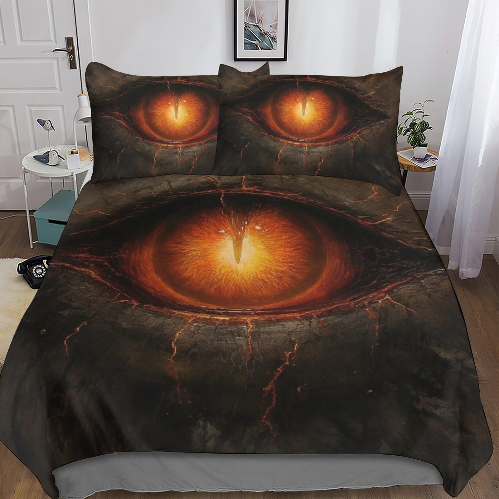 Ensemble de literie 200x200 hypoallergénique avec housse de couette Yeux 3D