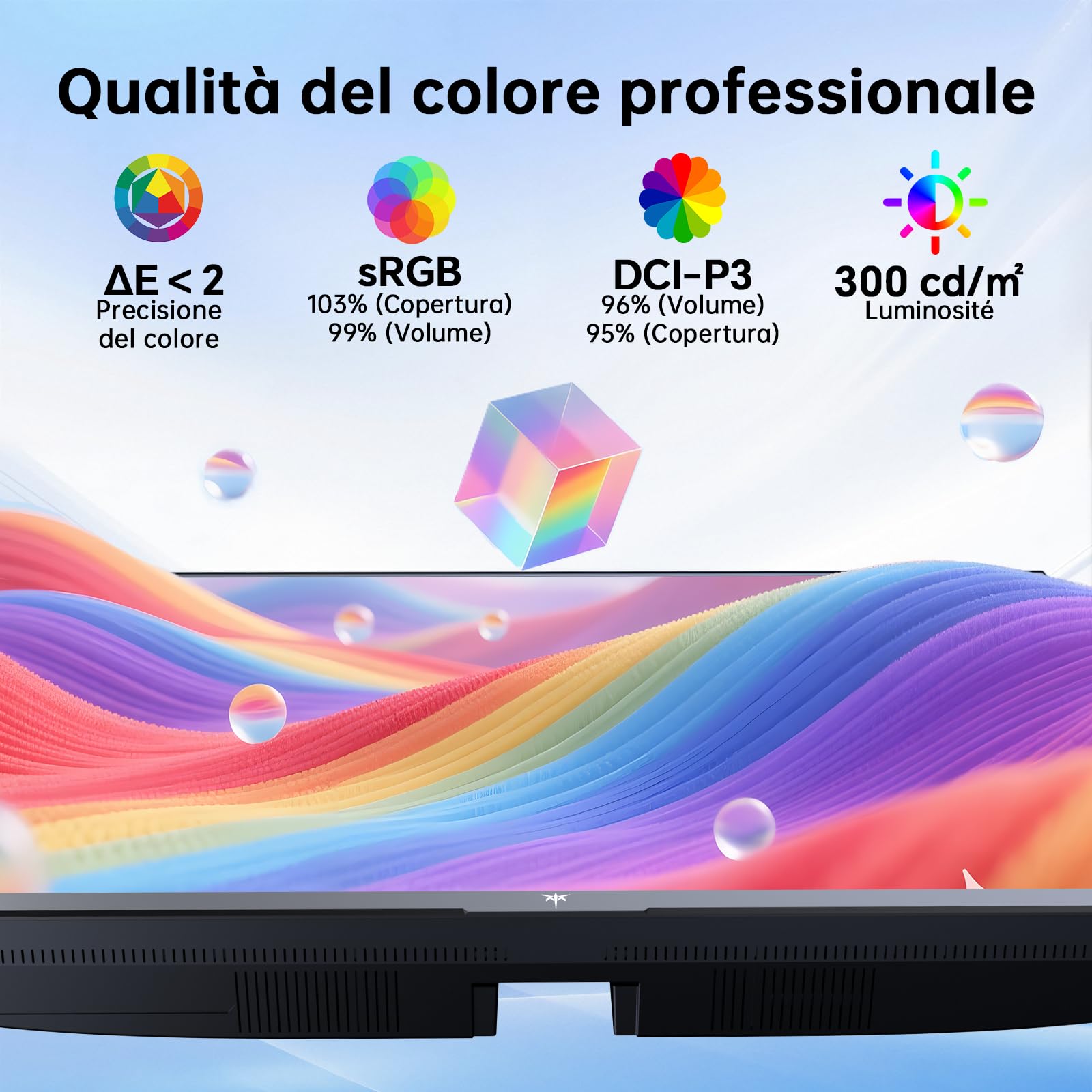 KTC Gaming Monitor 24 Pollici, FHD@144Hz 120Hz con IPS Panel, protezione hardware contro la luce blu, 95% DCI-P3, 99% sRGB, ΔE<2, 300 cd/㎡, 1500:1, Flicker-Free e Adaptive Sync per lavoro e gioco