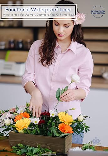 Vista 53 de Royal Imports Maceta de madera para flores, florero decorativo de madera con forro de plástico, cesta de almacenamiento de papel higiénico para caja