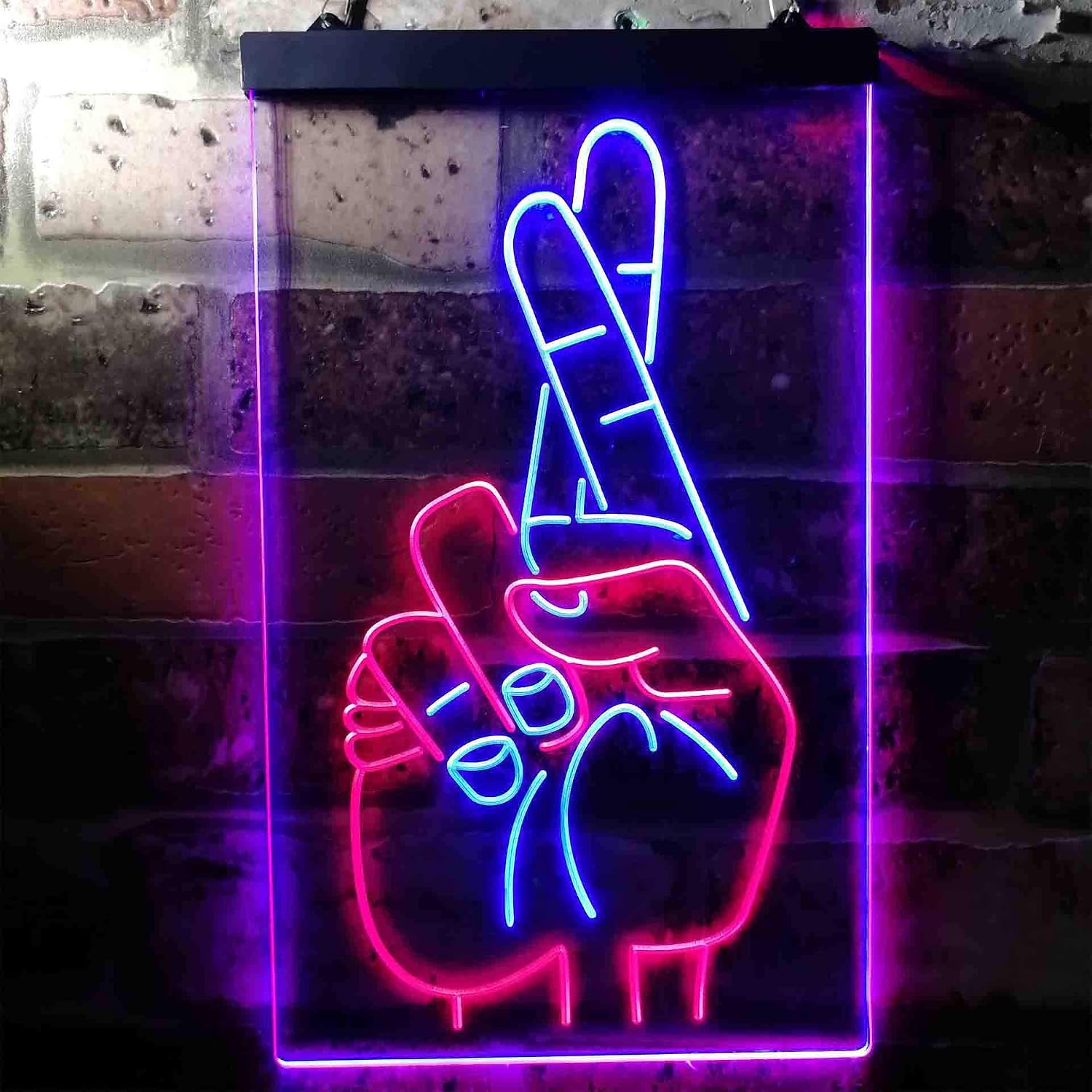 ADVPRO Crossed Fingers for Good Luck Dual Color LED Neon Sign Red & Blue 16 x 24 Inches st6s46-i3699-rb