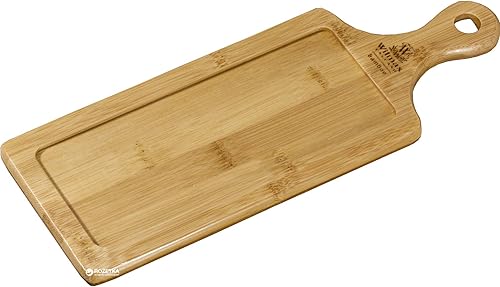 Miniatura 3 de Wilmax WL-771009, Bandeja de bambú para servir alimentos de 18 "x 4.75", plato de barbacoa de madera para carne, tabla de vuelo de degustación de