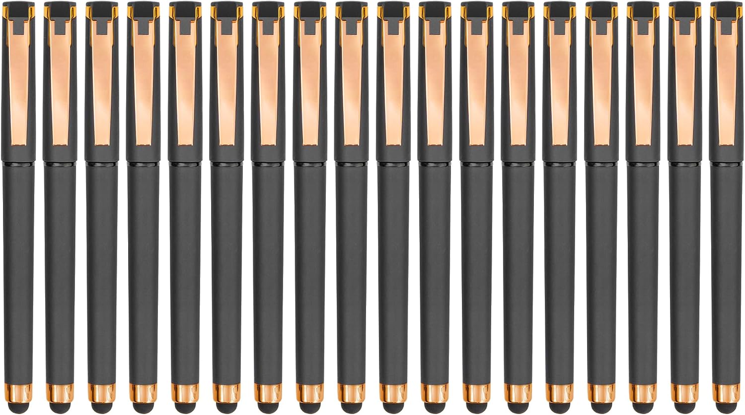 Linbsunne Black Gel Pens 0.7mm Medium Point Pen 2-in-1 Stylus
