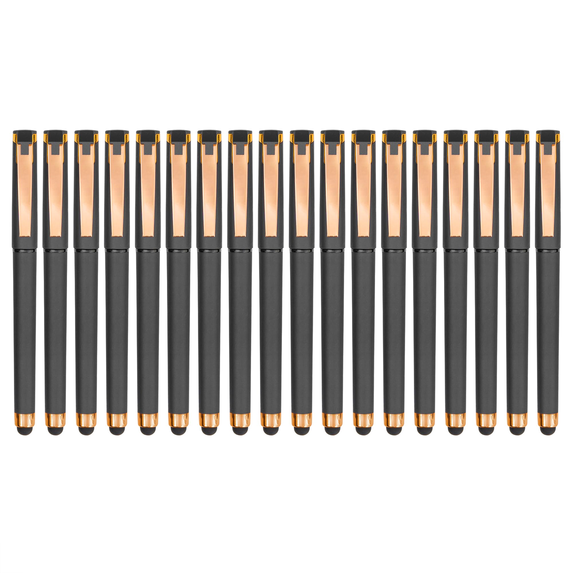 Linbsunne Penne gel nere 0,7 mm con punta media per ufficio, penne 2-in-1 con stilo per schermi touch, penne a sfera con inchiostro gel per la scrittura (confezione da 18 - grigio)
