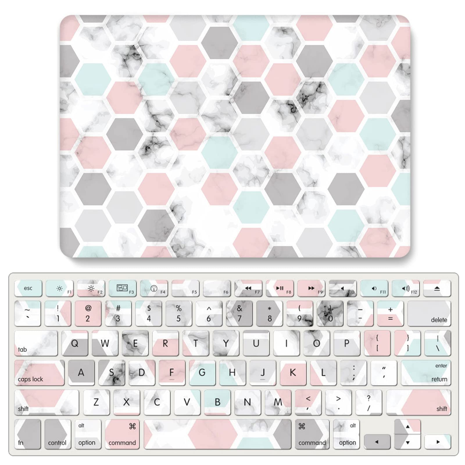 Carcasa MacBook Pro 13 A1278 JZ Geometric Marble con protector teclado 6