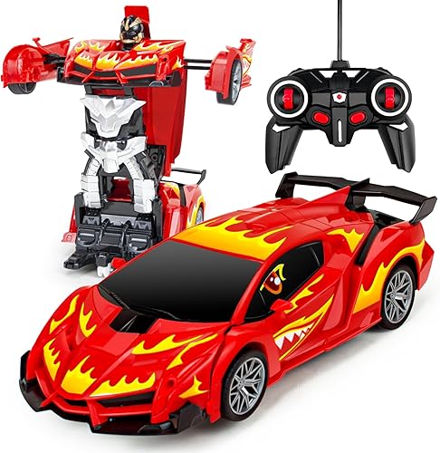 Ynybusi Auto de control remoto transformable de juguete para niños, auto de carreras a control remoto a escala 118 de alta velocidad con rotación de