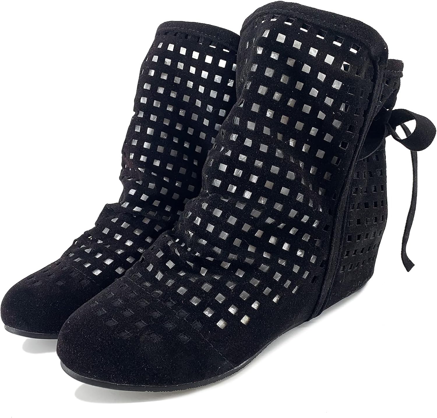 Gicoiz Women Round Toe Classic Wedge Heel Summer Ankle Boots