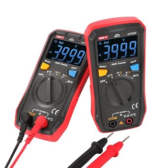 UNI-T UT123T Digital Multimeter Pocket-Sized, NCV Detection, Temperature, Continuity Test, CAT III 600V, Auto-Ranging, EBTN LCD for Home DIY Electrical Testing