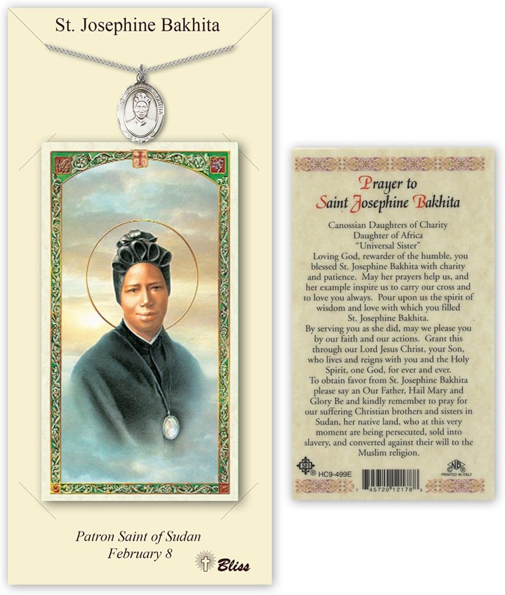 Pewter Saint Josephine Bakhita Medal with Laminated Holy Prayer Card