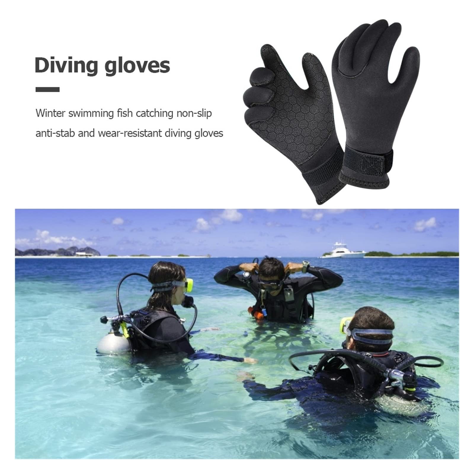 Rękawiczki do nurkowania 3mm neoprenowe rękawice do nurkowania z rurką antypoślizgowe ciepłe zimowe rękawiczki do nurkowania Do snorkelingu, pływania i nurkowania(Size:L)