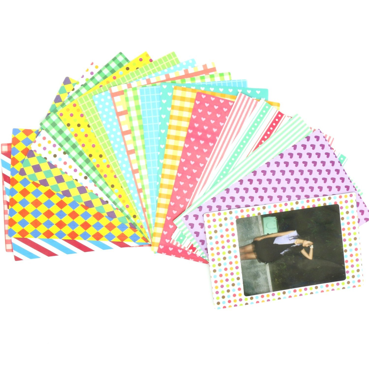 CAIUL 20 Different Colorful Sticker Borders (20 Sheets) for Fuji Instax Mini Film (ST-01)