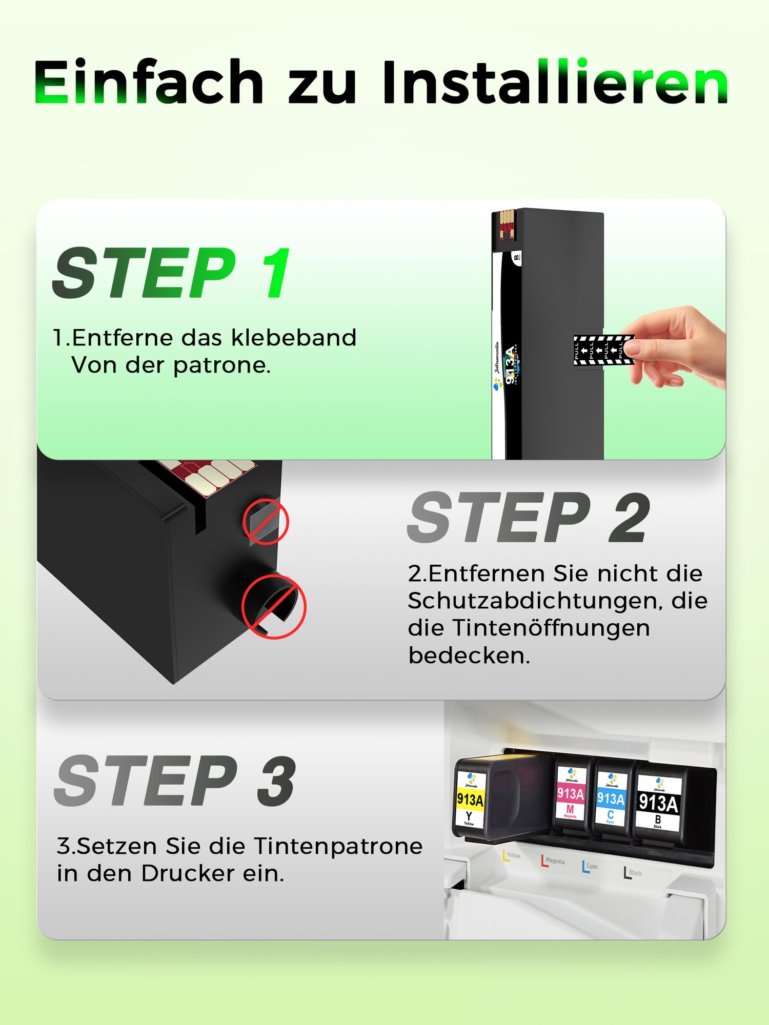 913A Druckerpatrone Kompatibel für HP 913 A Patronen PageWide 377dw 477dw | 913 A Tintenpatronen für 452dw 452dn 577dw p55250dw 352dw 352dn 377dw 377dn 552dw 452 477 577z 577dw P57550dw MFP, 4er-Pack
