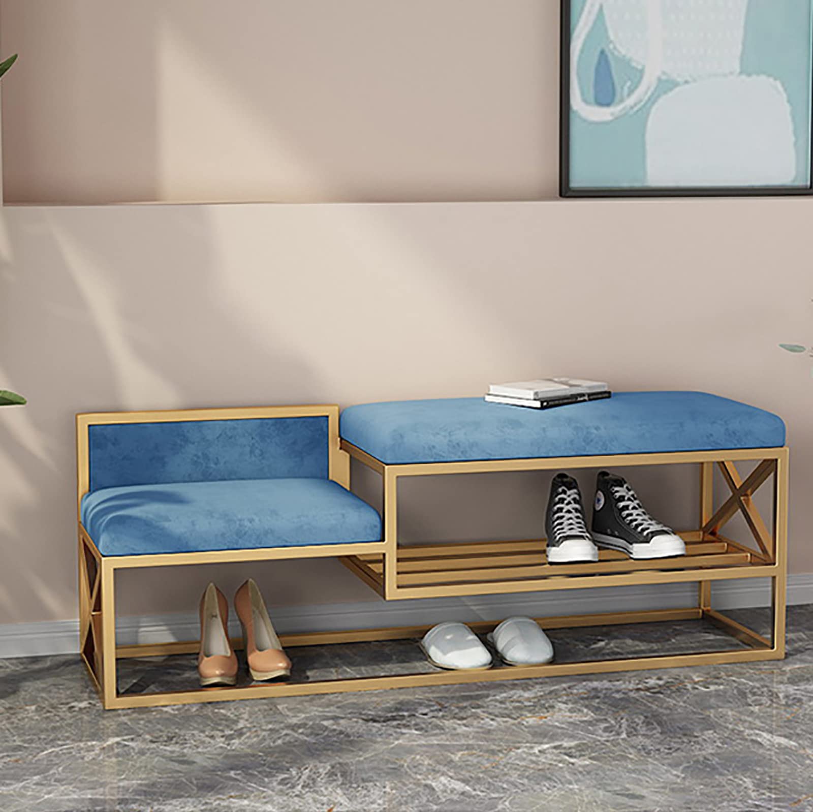 Banc de rangement ventilé avec assise robuste en métal pour adultes