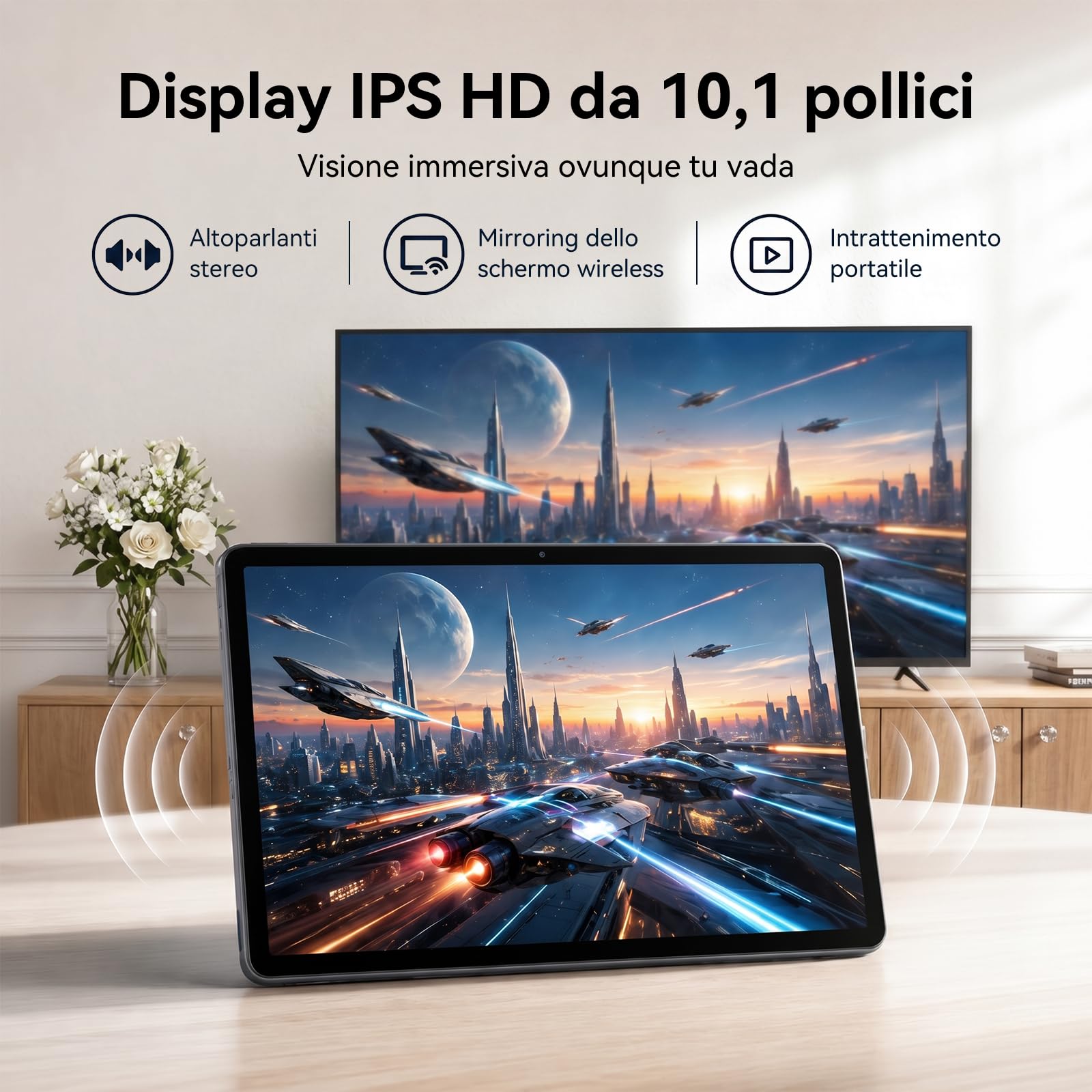 TABWEE Tablet con Tastiera e Pennino, 18 GB + 128 GB (2 TB TF) | Ideale per Scuola e Studio, Android 15 Tablet 10 Pollici, 6000 mAh, Gemini AI , 5G WiFi, GPS (Garanzia di 4 Anni)