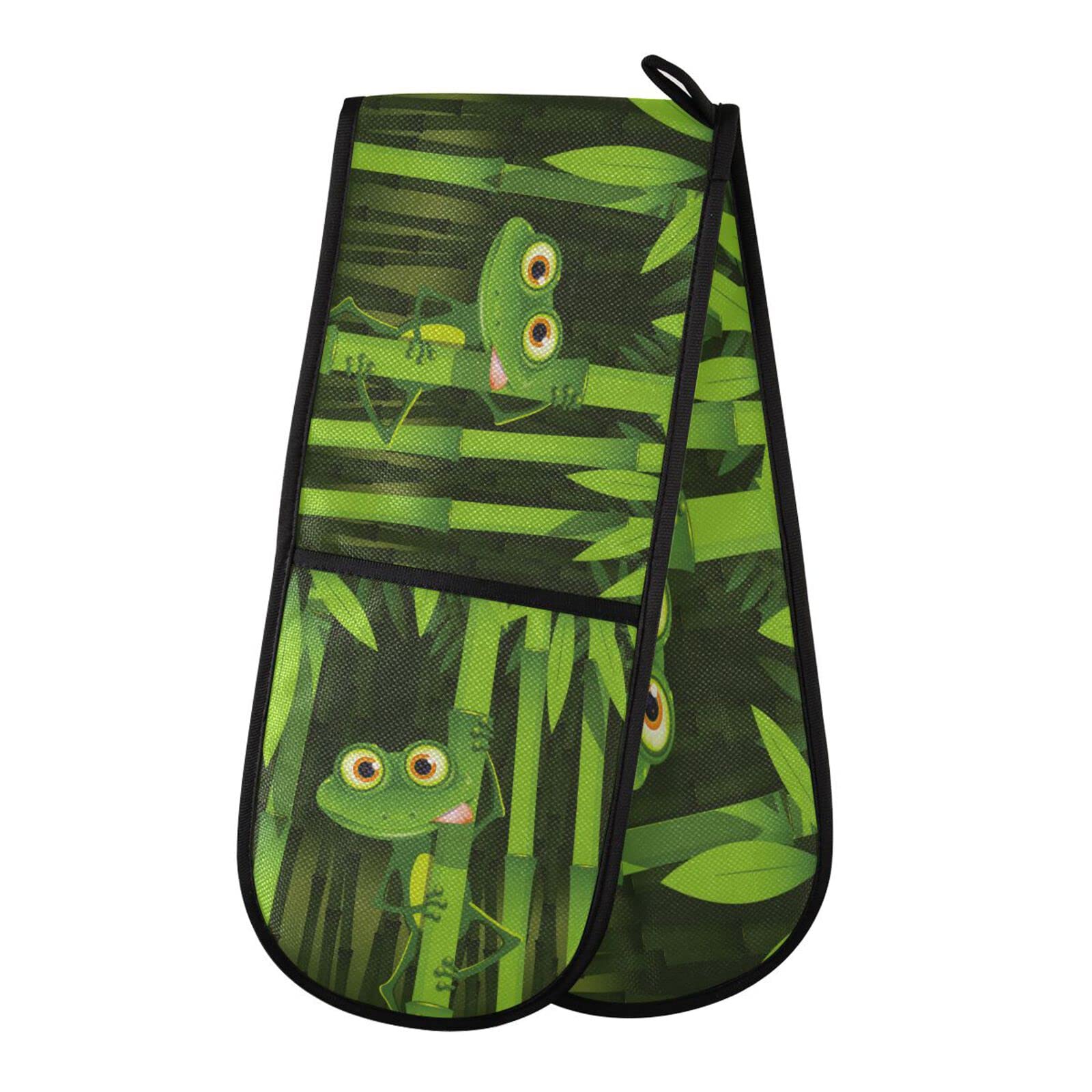 Youjuner Colour 58 Double Oven Glove Cute Frog Heat Resistant Double Ovens Mitt Modern Cooking Gloves Potholders