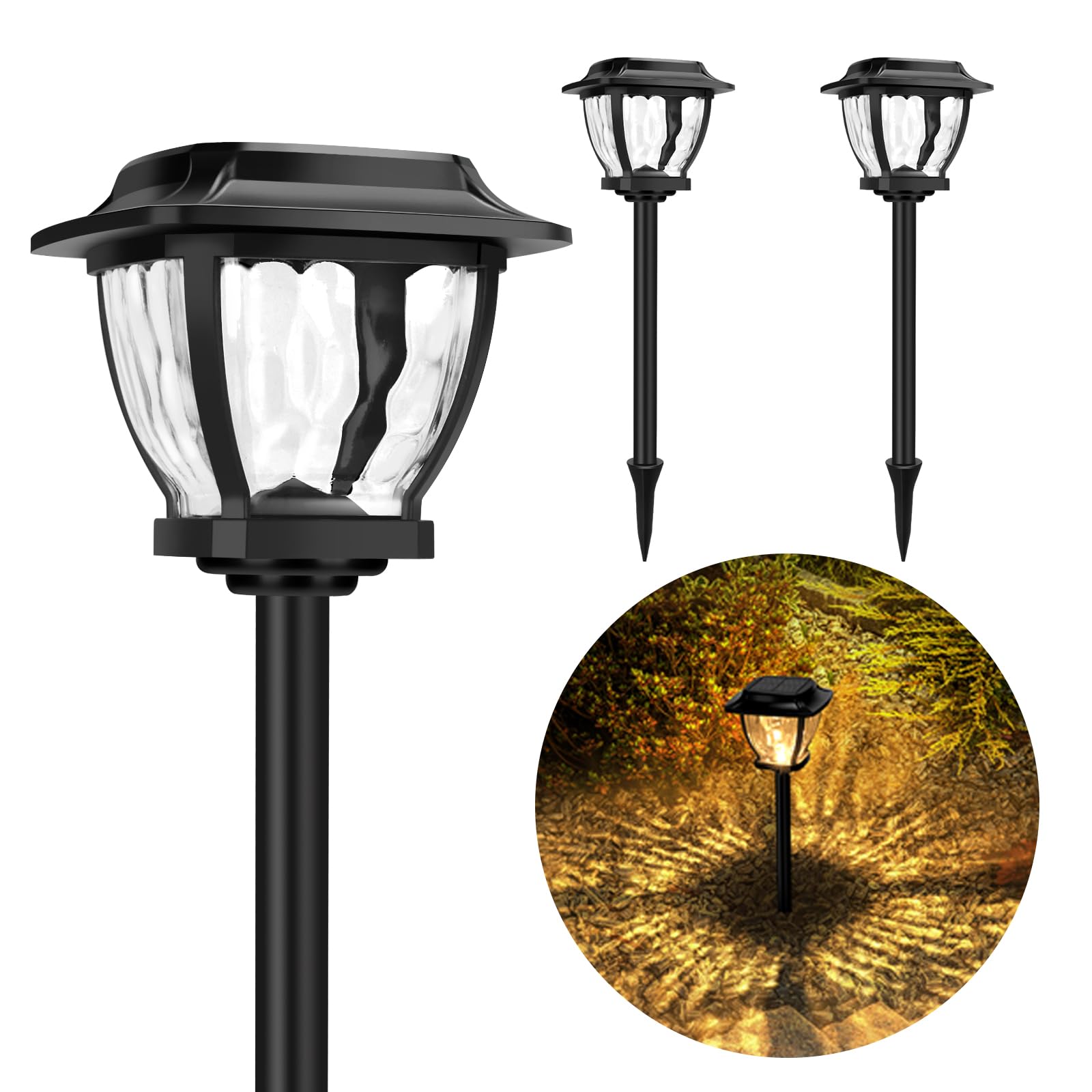 TOSHIN Solarleuchte für den Außenbereich, Garten, wasserdicht, LED, Solarlicht, für den Außenbereich, für Terrasse, Rasen, Garten, Allee, Wege, 2 Stück (warmweiß)