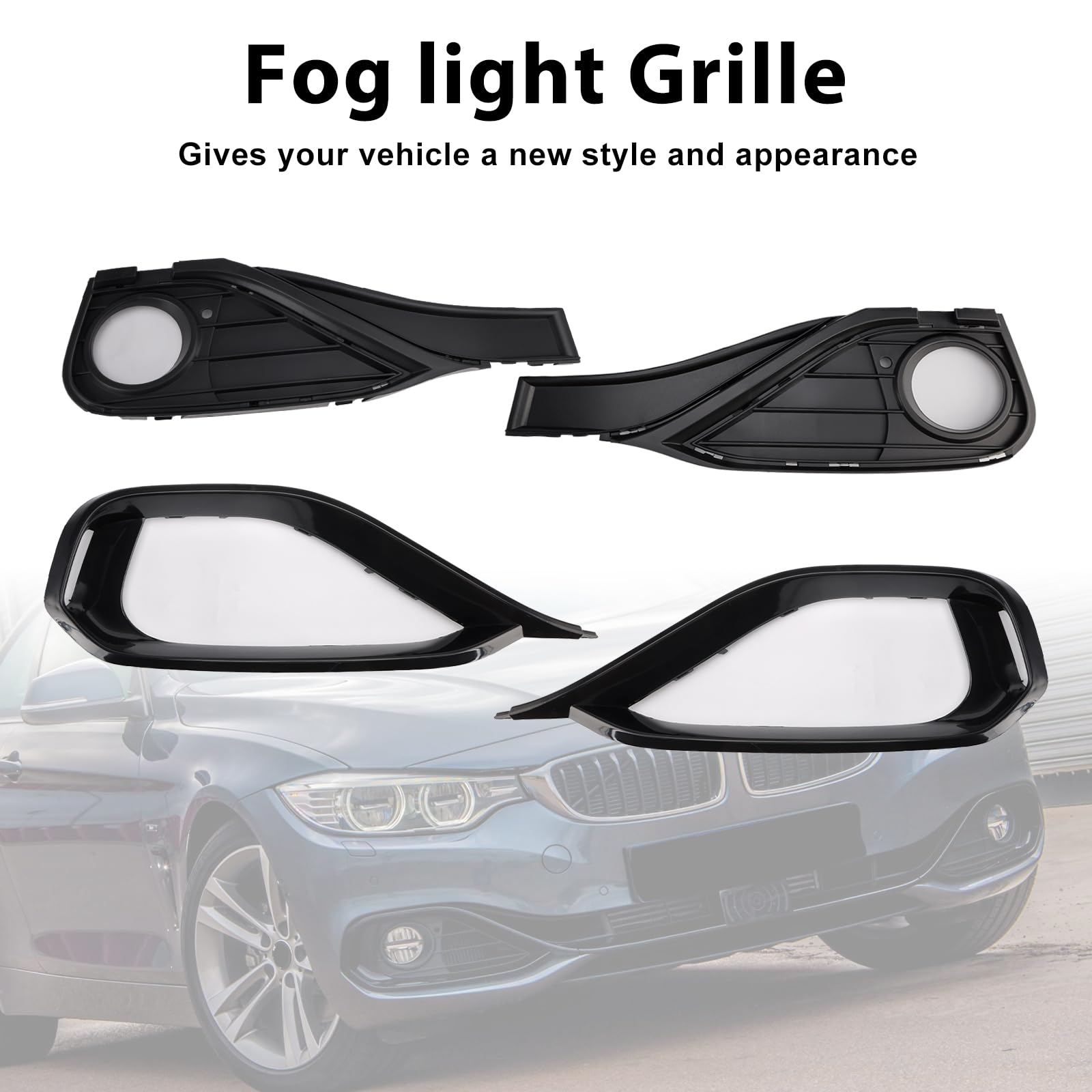 Grille de Pare-Chocs Avant Fog Lamp Light Cover Insert Grill 51117294831 Convient pour BMW F32 F33 F36 418D (No Logo)