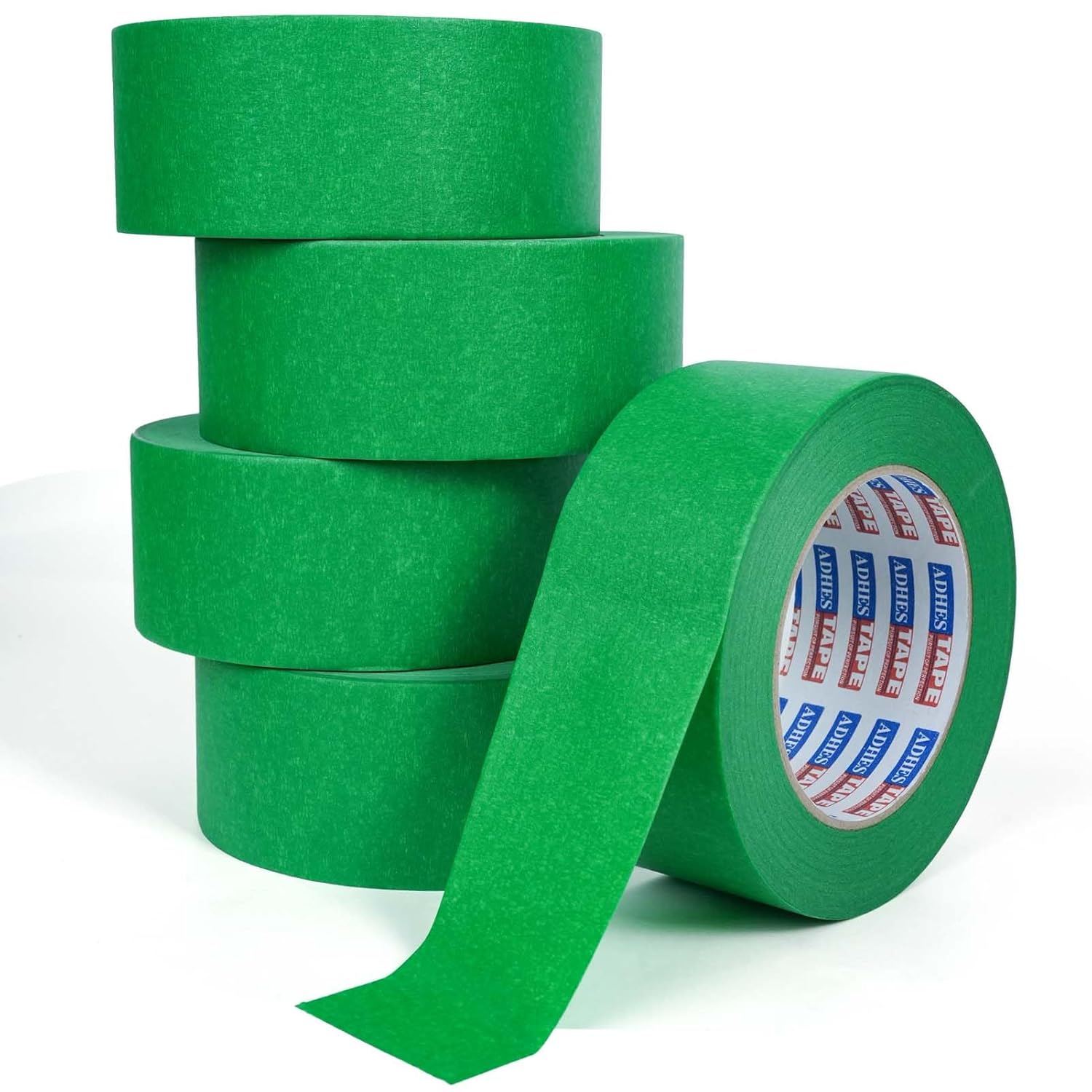 ADHES Green Masking Tape 1.88 Inch x 55 Yards, 5 Rolls UV Resistant No Residue Multi-Surface Painters Tape, Automotive Masking Tape for Indoor & Outdoor, Arts, Crafts, DIY, Labeling