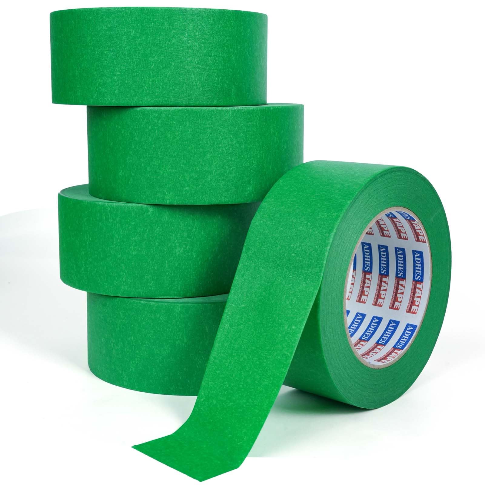 ADHES 5 Rollos Verde De Cinta De Carrocero 48MM X 50M, Resistente A Los Rayos UV Y Al Agua, Para Pintar Y Decorar Tanto Interiores Como Exteriores, Cinta De Pintores